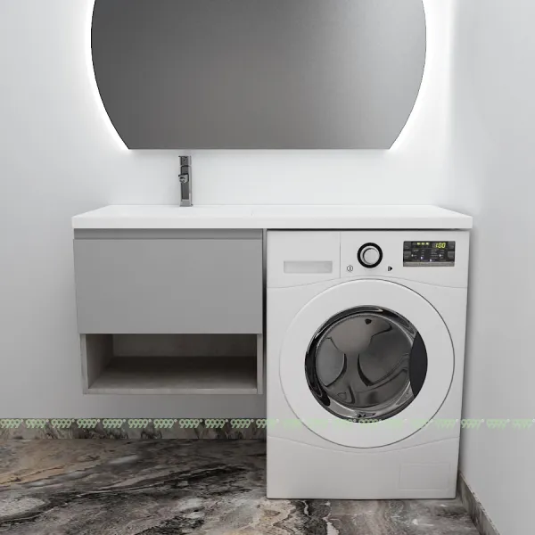 Тумба с умывальником Дана Оптима Люкс 120 подвесная (чаша слева) цвет бетон чикаго/оникс серый