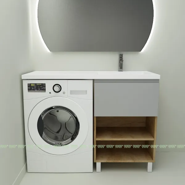 Тумба с умывальником Дана Оптима Люкс 120 напольная (чаша справа) цвет дуб/оникс серый