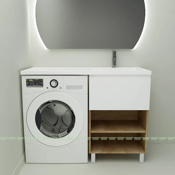 Тумба с умывальником Дана Оптима Люкс 120 напольная (чаша справа) цвет дуб/белый