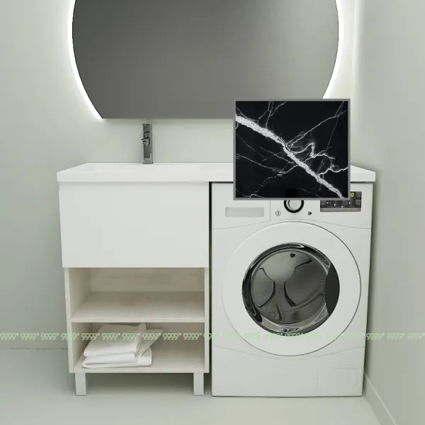 Тумба с умывальником Дана Оптима Люкс 120 напольная (чаша слева) цвет сосна касцина/черный/черный мрамор