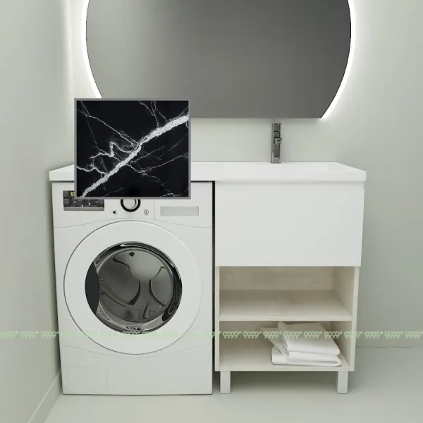 Тумба с умывальником Дана Оптима Люкс 110 напольная (чаша справа) цвет сосна касцина/черный/черный мрамор