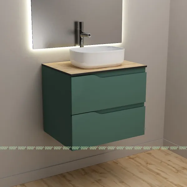 Тумба Дана Вектор 40 подвесная на 2 ящика (цвет зеленый хром)