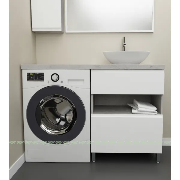 Тумба Дана Оптима 40 напольная (цвет бетон чикаго/белый) под столешницу 100 см над стиральной машиной