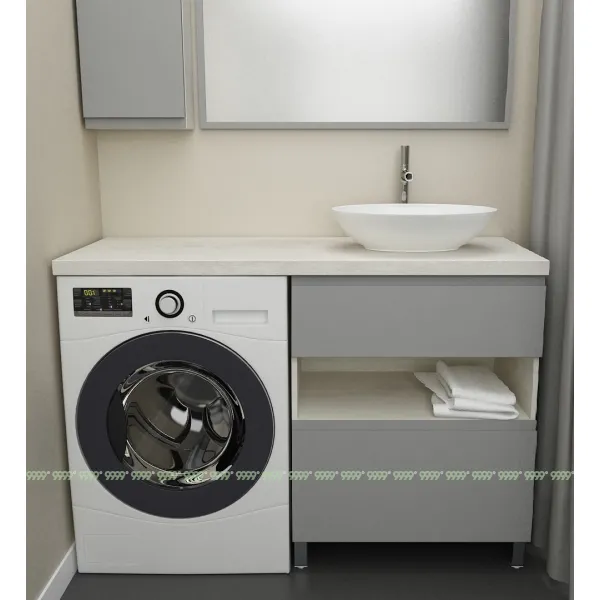 Тумба Дана Оптима 40 напольная (сосна касцина/оникс серый) под столешницу 100 см над стиральной машиной