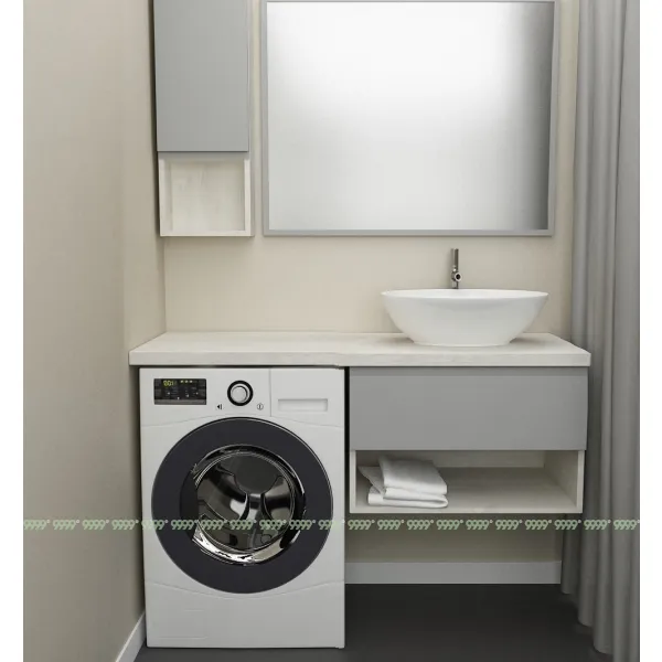 Тумба Дана Оптима 40 подвесная (сосна касцина/оникс серый) под столешницу 100 см над стиральной машиной