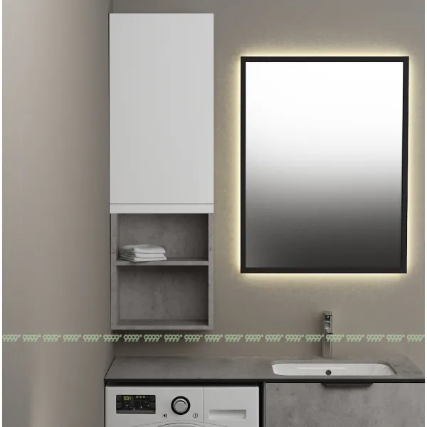 Шкафчик Дана Оптима 40 ОП-2 бетон чикаго/белый (левый)